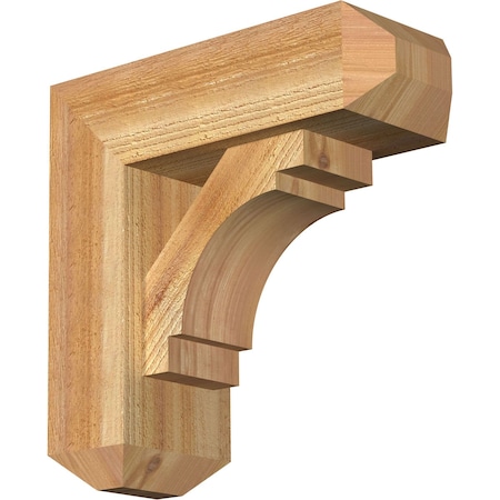 Ekena Millwork Merced Craftsman Rough Sawn Bracket w/ Offset Brace, Western Red Cedar, 6"W x 16"D x 16"H BKT0604X16X16MRC04RWR